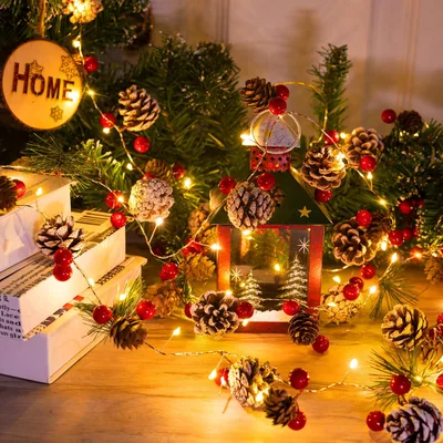Minetom Christmas Pine Lighted Garland Decor, thumbnail 3