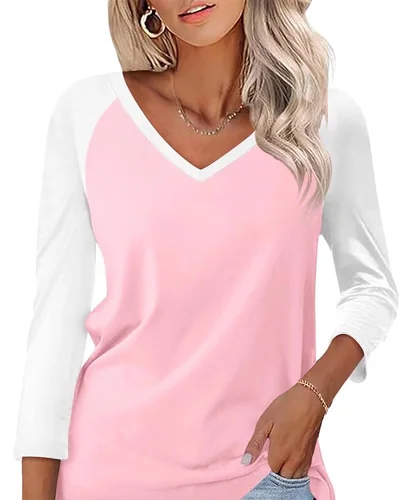 Minetom Women's 3/4 Length Sleeve Tops V Neck T Shirts Casual Basic Tees, thumbnail 20
