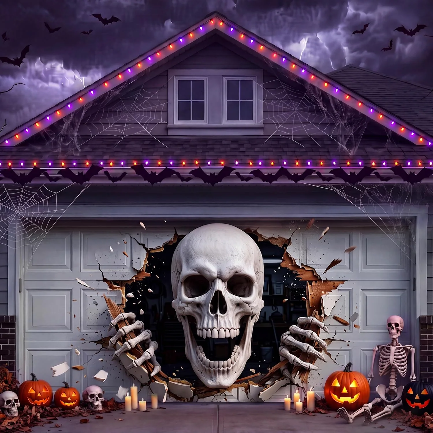 Minetom 7x16ft 2026 Halloween Garage Door Cover, photo 1