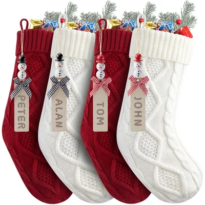 Minetom Personalized Christmas Stockings, Christmas Hanging Stockings with Name Tags, thumbnail 6