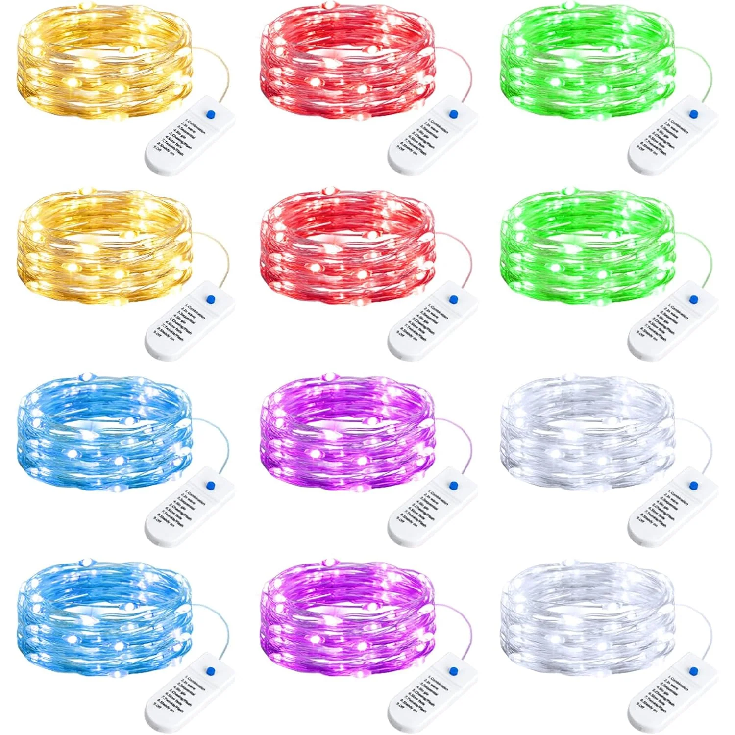 Minetom 12 Pack Warm White Battery Operated Fairy String Lights 8 Modes, 6 Colors, 12 Pack, photo 8