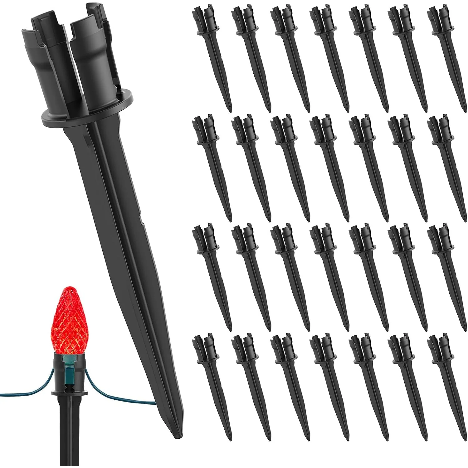 Minetom 100-Pack 5.5 Inch Christmas Light Yard Stakes for C7 C9 Christmas Lights, Black-5.5in, 100 Pack, photo 1