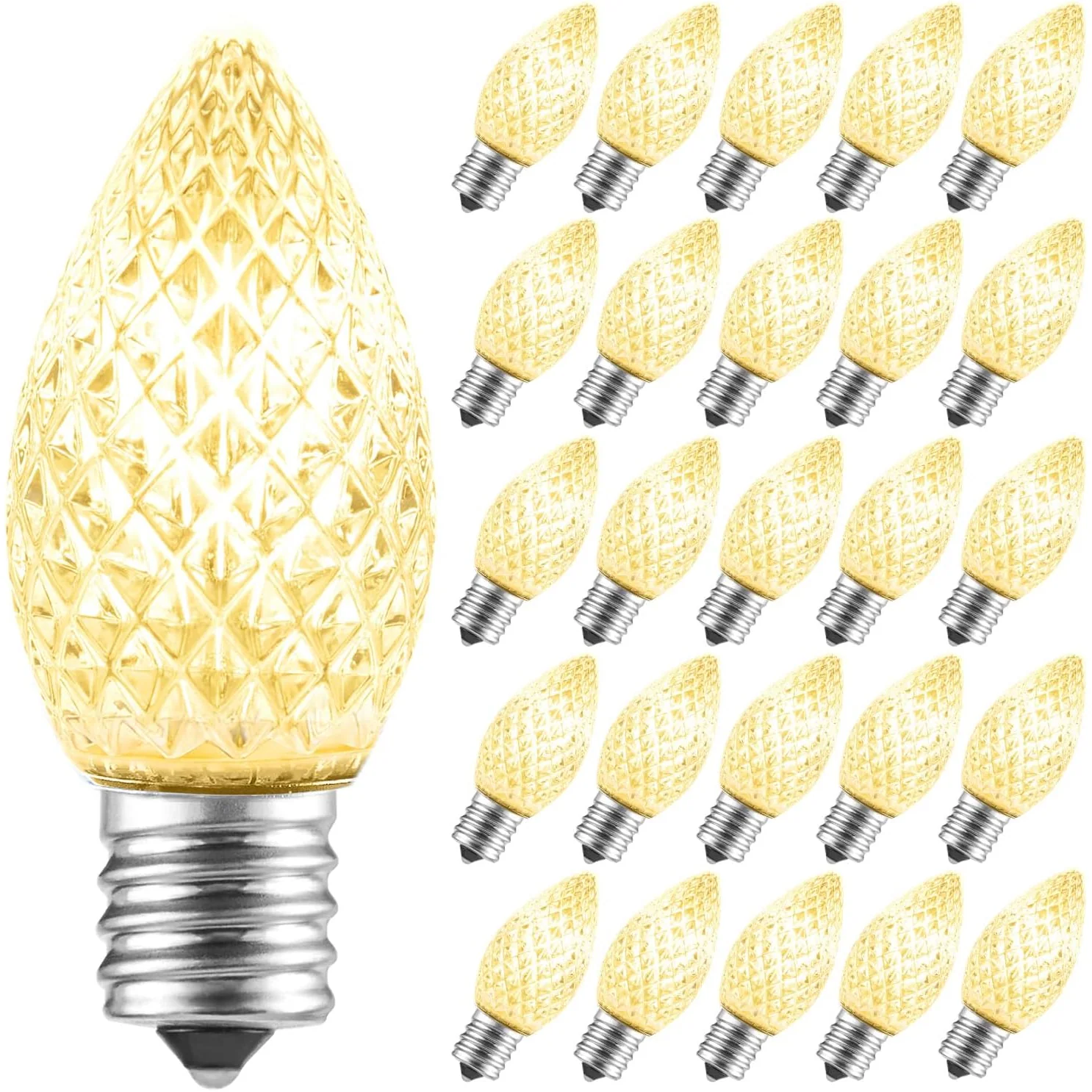 Minetom 25 Pack C7 LED Christmas Lights Bulbs, Warm White, 25 Count(Pack of 1), photo 7