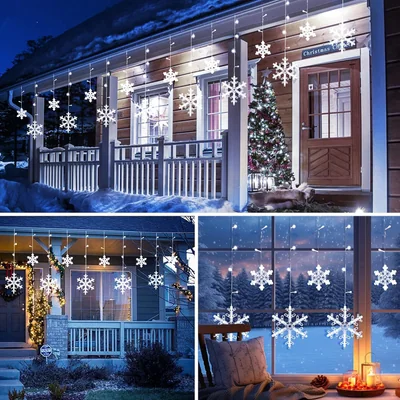Minetom Christmas Snowflake Icicle Lights, thumbnail 2
