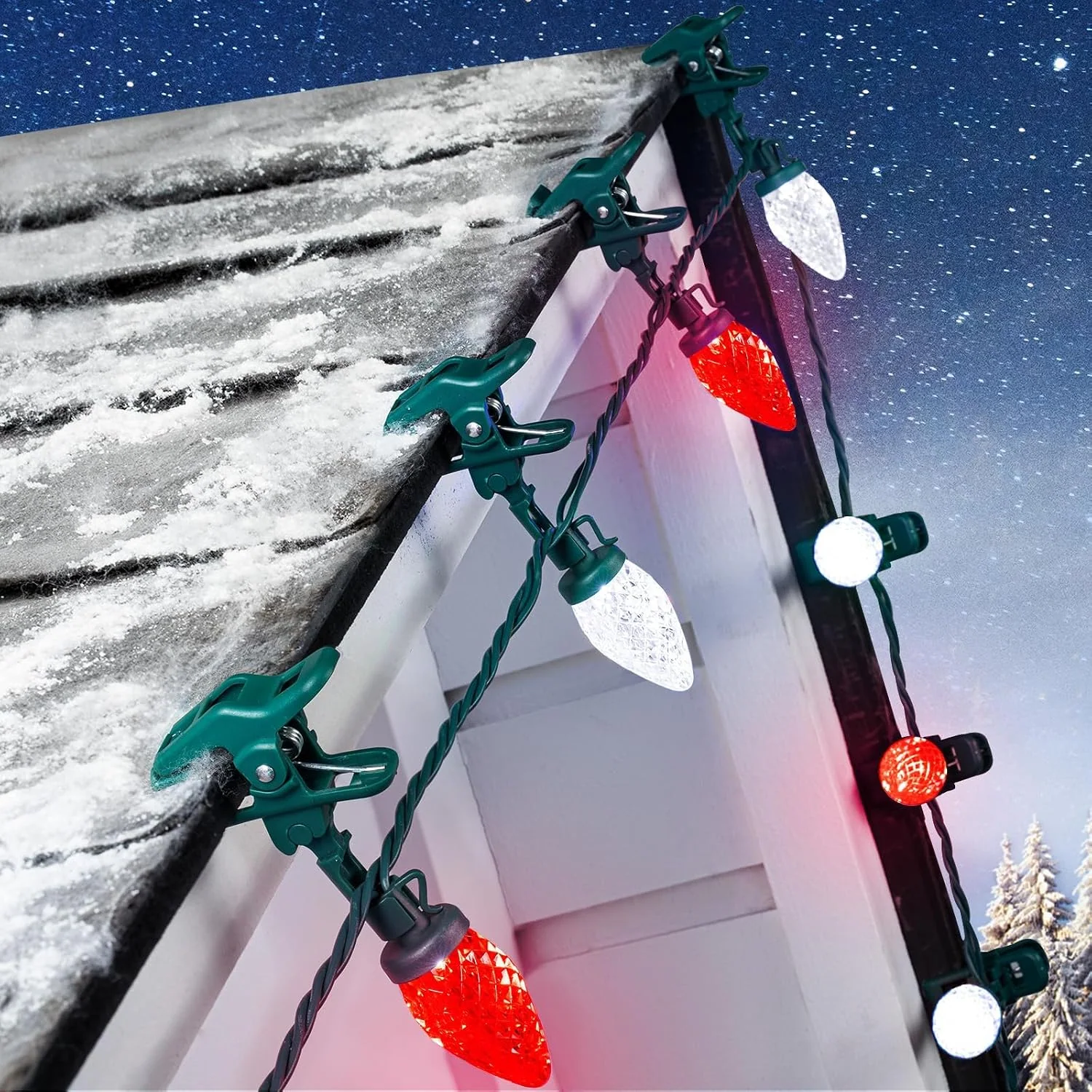 Minetom Christmas Lights Outdoor, 68FT 100 LED C9 String Lights with Spring, Red & Pure White, 68Ft, photo 6