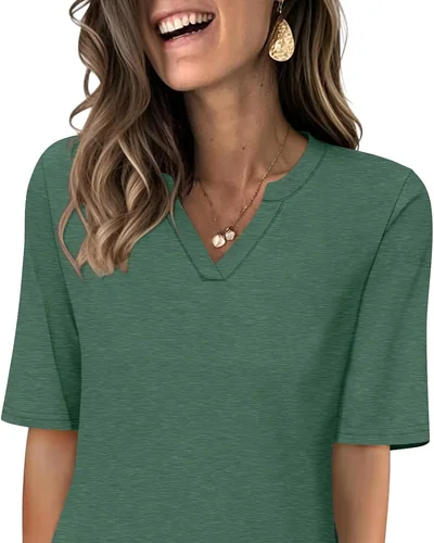 Minetom Women's V Neck T Shirts Half Sleeve Tees Casual Summer Fall Tops Navy, thumbnail 13