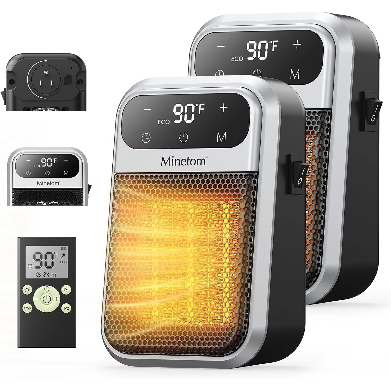 Minetom 800W Plug In Heater, 2 Pack, photo 1